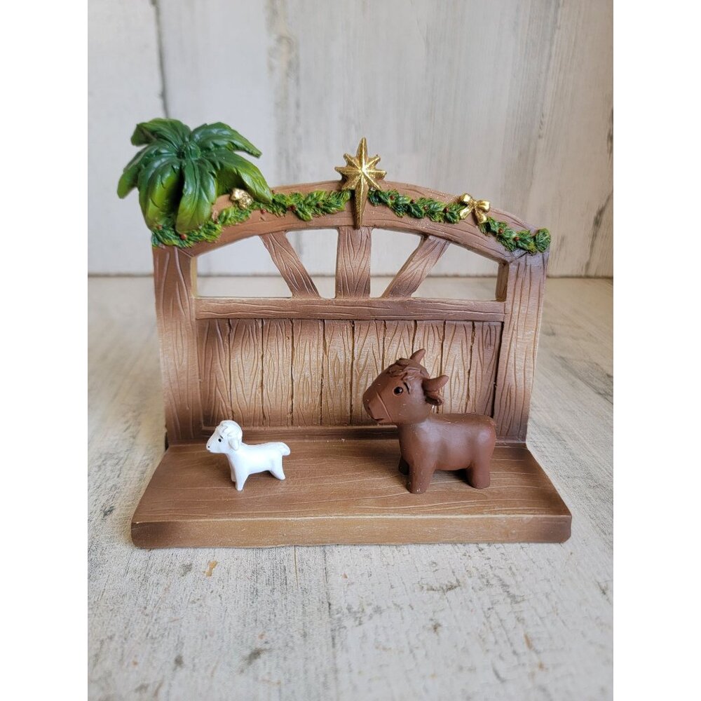 Roman inc nativity scene backdrop animal sheep Xmas decor figure